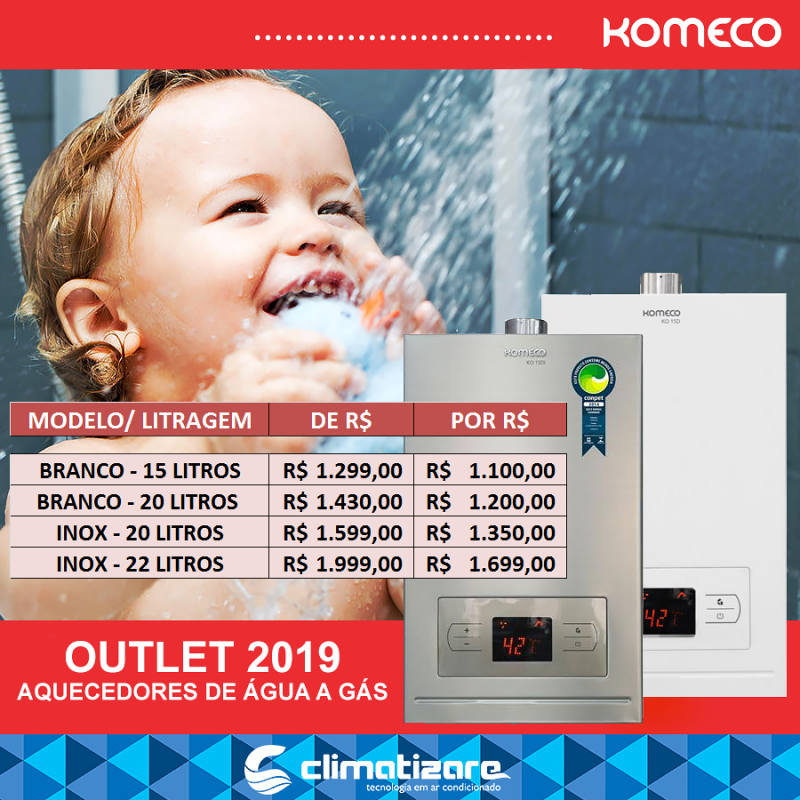 OUTLET KOMECO - AQUECEDORES DE GUA